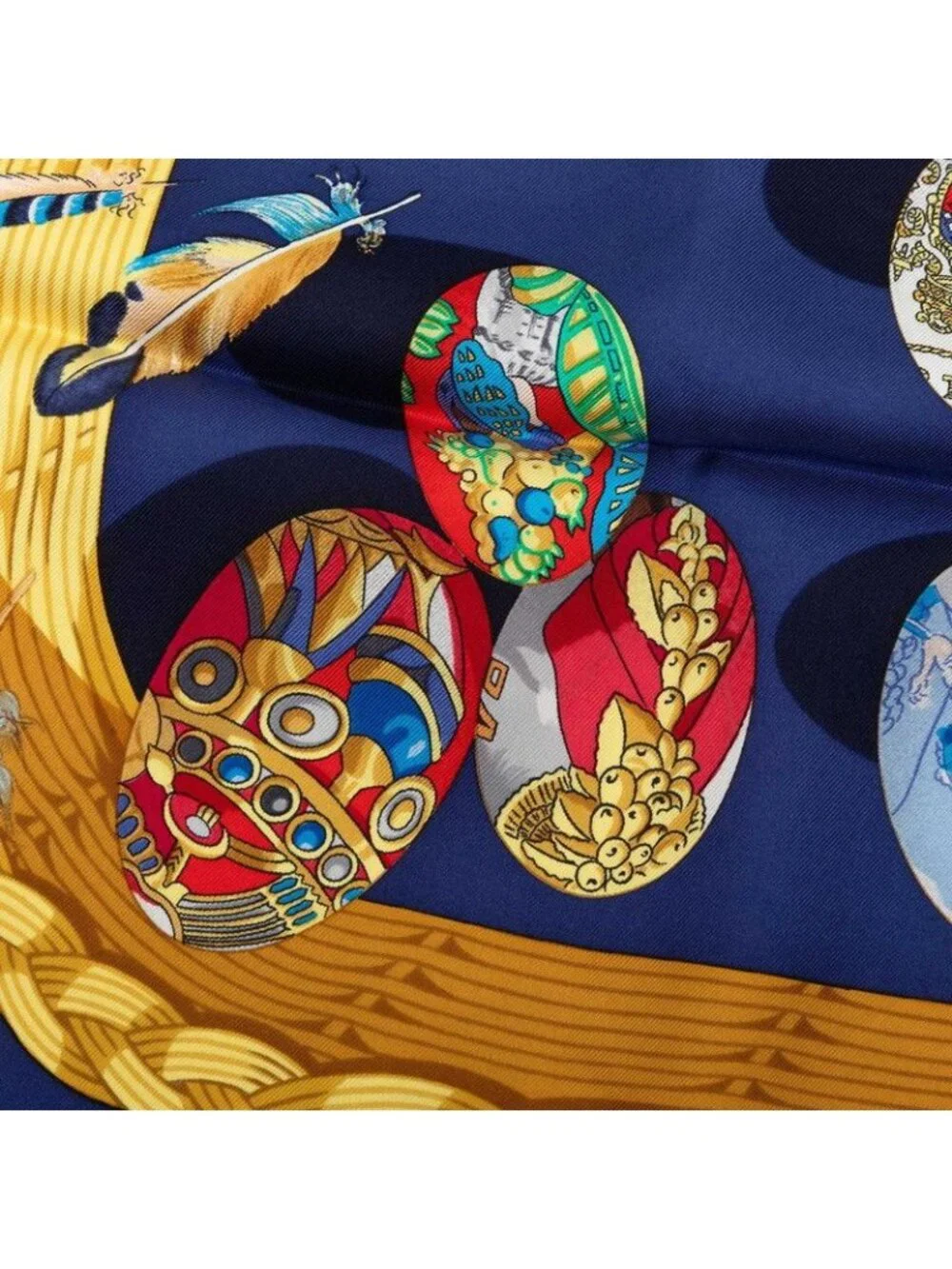Hermes Carre 90 Couvee D'hermes Egg Scarf Navy Multicolor Silk